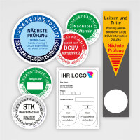 Prüfplaketten Etiketten zur PMÜ und Qualitätssicherung