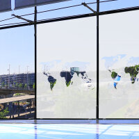 Ätzglasfolie selbstklebend - Weltkarte Fensterfolie