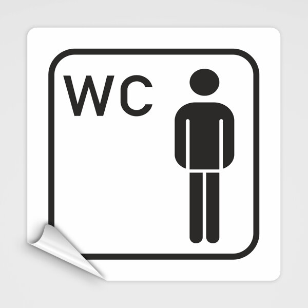WC Hinweisschild, Herren WC Piktogramm1 aufkleber weiß
