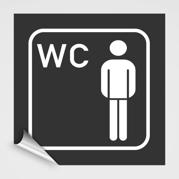 WC Hinweisschild, Herren WC Aufkleber, Pikt.1 Zweifarbig - Anthrazitgrau, Weiß