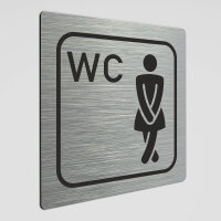 WC Hinweisschild - Damen WC Piktogramm Alu silber...