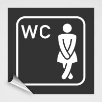WC Hinweisschild, Damen WC Aufkleber, Pikt.2 Zweifarbig - Anthrazitgrau, Wei&szlig;
