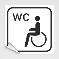 WC Hinweisschild, Behinderten-WC Schild-Aufkleber wei&szlig;